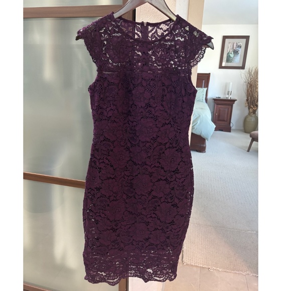 RALPH LAUREN Lace Overlay Sheath Dress - Purple Size 4 - Picture 4 of 12